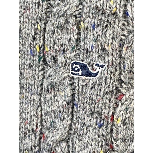 Vineyard Vines Sweater Mens XXL Quarter Zip Cable Knit Wool Blend Flecked Gray - Picture 6 of 16